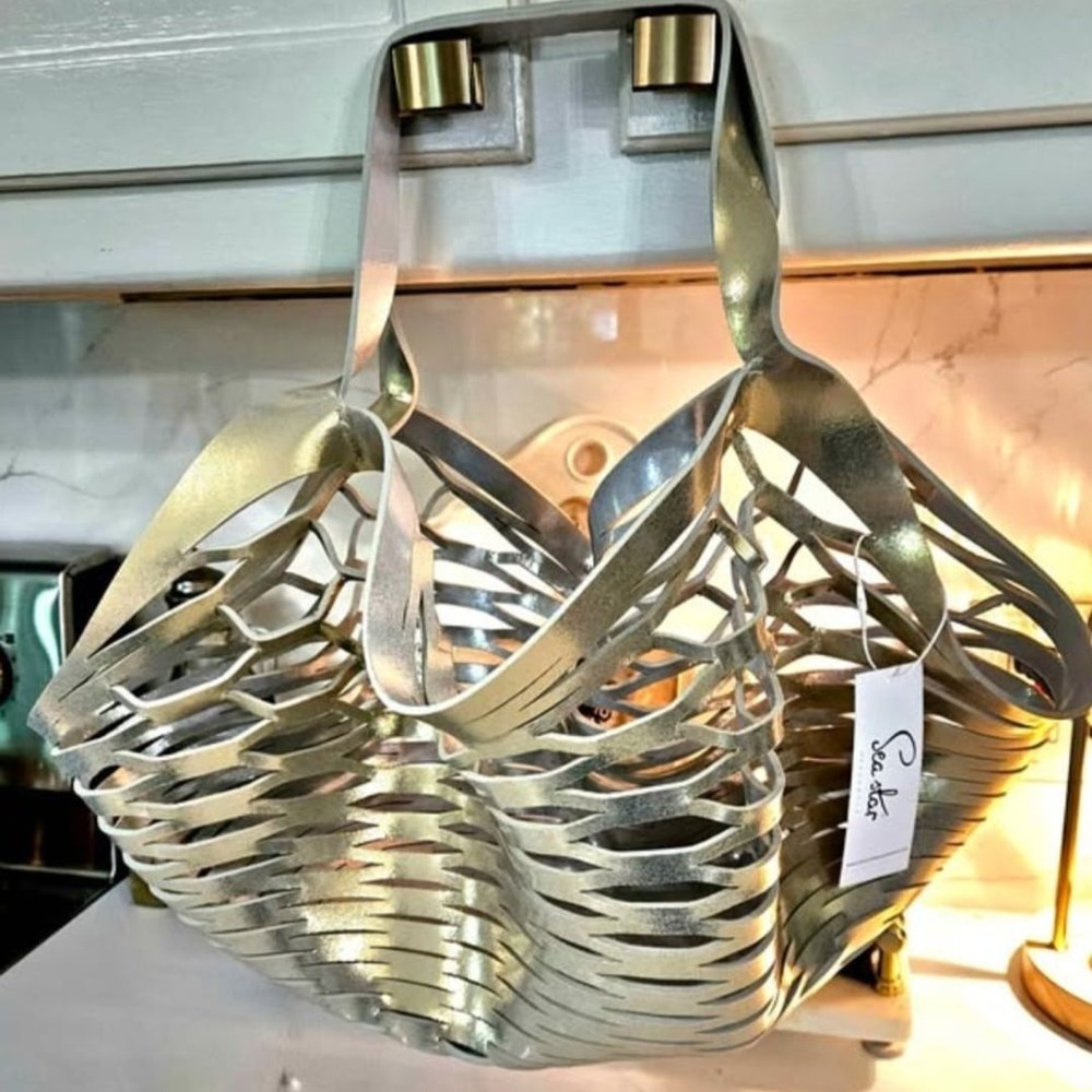 Sea Star Beachwear Fisherman's Tote in White Gold/Platinum - Picture 4 of 5